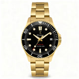 elysian-gouden-heren-horloge-42mm-zwart-plaat-goud-schakelband-horlogeband-ELYWM10142-front