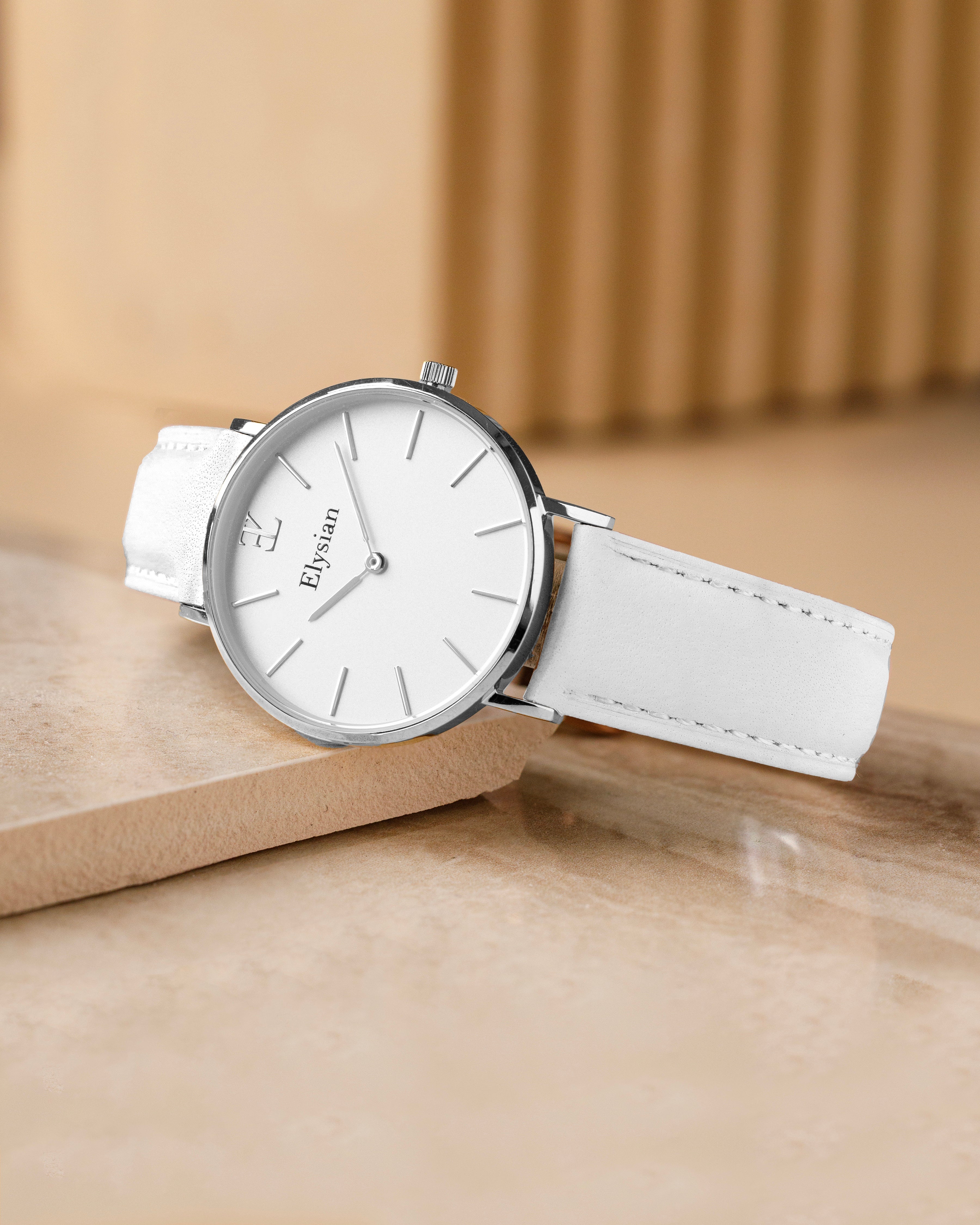 elysian-zilveren-dames-horloge-wit-plaat-wit-klassiek-leder-horlogeband-ELY02230-detail