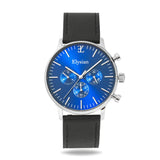 elysian-zilveren-heren-horloge-blauw-plaat-zwart-vintage-leder-horlogeband-ELYWM01020-front