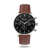 elysian-zilveren-heren-horloge-zwart-plaat-bruin-klassiek-leder-horlogeband-ELYWM01113-front