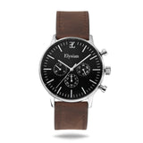 elysian-zilveren-heren-horloge-zwart-plaat-donkerbruin-vintage-leder-horlogeband-ELYWM01124-front