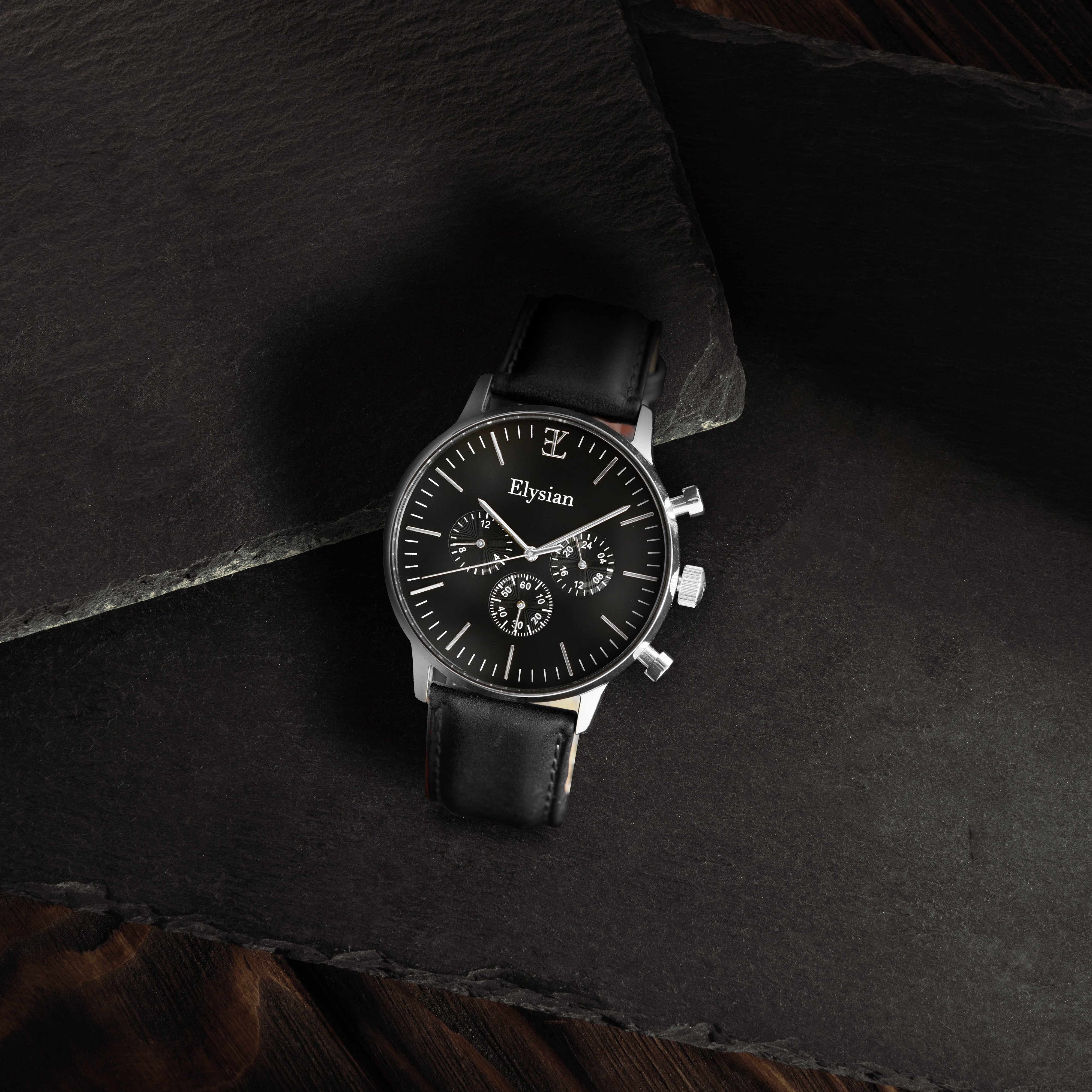 elysian-zilveren-heren-horloge-zwart-plaat-zwart-klassiek-leder-horlogeband-ELYWM01110-second